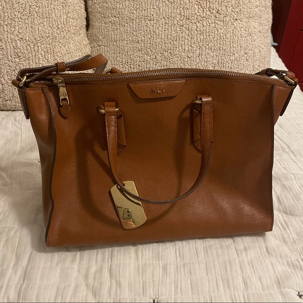 Beautiful, brown leather Lauren by Ralph Lauren bag